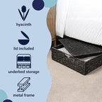 happimess BSK2015C Holden 30" Classic Costal Hand-Woven Hyacinth Wicker Under Bed Storage Basket with for Storage and Decoration in Bathroom, Bedroom, Closet, Entryway, Black
