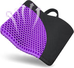 Gel Seat Cushion, for Long Sitting -Double Thick Gel Seat Cushion Breathable Honeycomb Chair Cushion with Non-Slip Cover for Office Chair Car, Wheelchair, Long Trips,Relief Sciatica Pain
