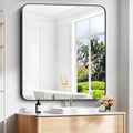 40" x 36"Bathroom Mirror, Matte Black Wall Mirror with Metal Frame, Decorative Rectangular Vanity Mirror for Bedroom Bathroom Living Room Entryway (Horizontal/Vertical)