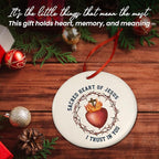FLAGWIX Christmas Christian Gifts for Women Men - Sacred Heart Ceramic Christmas Ornaments 2025 for Xmas Decorations - Religious Gifts for Women, Religious Ornaments, Spiritual Christian Gift Ideas