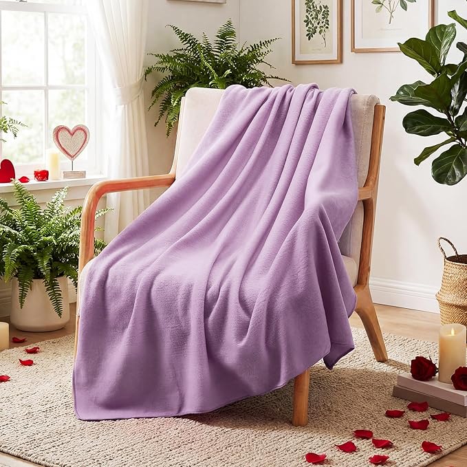 Shimeyao 24 Packs Fleece Throw Blanket Soft Warm Lightweight Fleece Blanket Cozy Throw Bulk for Bed Couch Sofa Home Office Wedding Gifts Suitable for Seasons, 50 x 60 Inches(Purple)