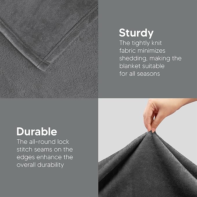 Utopia Bedding Fleece Blanket Full Size Grey (90x84 Inches) Ultra Soft Warm Lightweight Microfiber Breathable Anti-Static Cozy Winter Bed Blanket, All-Season Home Decor Gift for Men & Women