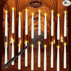 20PCS Floating Candles with Wand, Magic Hanging Candles, Flickering Warm Light LED Taper Flameless Candles with Wand Remote, Battery Operated Window Candle for Halloween Decorations Best Gift