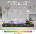 Folding Sofa Bed, 4 in 1 Convertible Sleeper Chair with Pillow, Single Memory Foam Fold Out Chair Bed, Modern Floor Futon Sofa Couch Mattress for Living Room/Guest/Apartment, Green