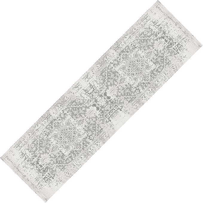 MICRODRY - Runner Rug! Low-Profile Design for a Sleek, Bulk-Free Look. Machine Washable, Stain-Resistant, Skid-Resistant Backing, Ideal for Bedroom Hallway, Kitchen, or Entryway, 2x7, Tara (Grey)