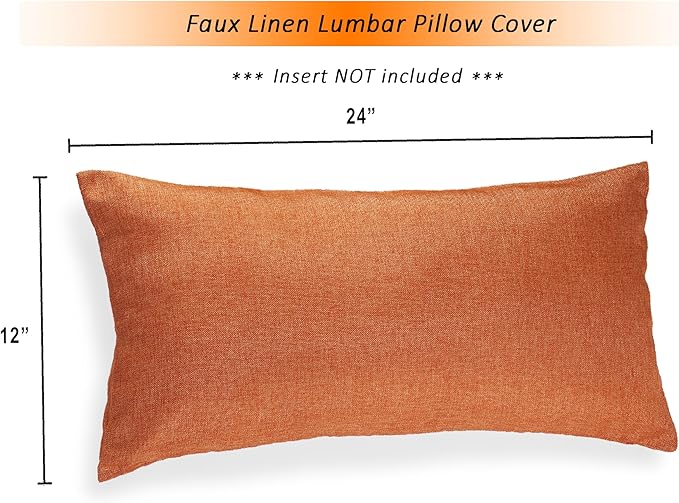 Aiking Home Woven Fine Faux Linen Throw Pillow Cover, Size 12"x24", Orange