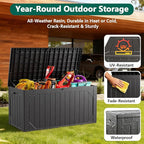 Outdoor Storage Box,100 Gallon Deck Box Outdoor Storage Bench Outside Waterproof Resin Storage Bench, Lockable Patio Cushions, Garden Tools Storage For Furniture, UV Resistant