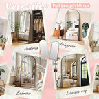 Full Length Mirror, 59" x 18" Arched Full Body Mirror Large Standing Floor Mirrors, Mirrors for Bedroom, Bathroom, Living Room Standing or Wall Leaning, Black