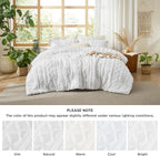 Bedsure Tufted Boho Comforter Set King Size - Bright White Boho Bed Set, GentleSoft™ 3 Pieces Farmhouse Shabby Chic Embroidery Bedding, Gifts for Woman, Soft Jacquard King Comforter for All Seasons