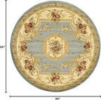 Rugs.com Chateau Collection Rug – 8 Ft Round Light Blue Medium Rug Perfect for Kitchens, Dining Rooms
