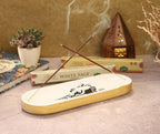 Bless-International Traditional-Handmade-Tray-Burner Wooden-Trat-Incense-Stick-Holder Ash-Catcher-Stand for-Aromatherapy-Meditation-Yoga (Black & White Buddha, 11x4x1.22 Inches)