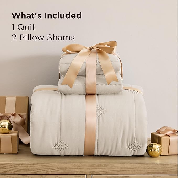 Bedsure Quilts Queen Size– Ultra Soft Cloud Lightweight Bedspread Coverlet Set with 2 Pillow Shams, Breathable & Cozy Comforter Set for All Season Use, Beige, 3 Piece (90x96 Inches)