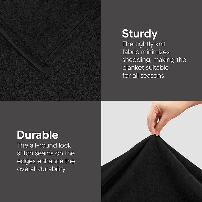 Utopia Bedding Fleece Blanket Throw XL Size Black (50x70 Inches) Ultra Soft Warm Lightweight Anti-Static Cozy Winter Blanket for Bed, Couch, Sofa and Chair, All-Season Home Decor Gift for Men & Women