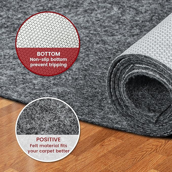 Waterproof Rug Pad, 2x6 ft Area Rug Non-Slip Carpet Pad, Non-Slip Rug Pads for All Floors and Finishes, Felt Pad for Hardwood Floors, Keeps Carpets in Place Soft and Safe
