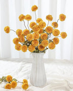 DuHouse 6pcs Artificial Flowers Faux Silk Pompon Mum,Silk Small Mini Chrysanthemum Ball with Stems for DIY Wedding Bouquets Centerpieces Vase Home Table Kitchen Decorations