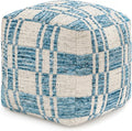 Anji Mountain 100% Handmade & Handcrafted Comfortable Home Décor Pouf Ottoman Footrest for Living Room, Bedroom, Nursery, Kidsroom, Patio Furniture - (20" x 20" x 20" - Blue)