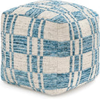 Anji Mountain 100% Handmade & Handcrafted Comfortable Home Décor Pouf Ottoman Footrest for Living Room, Bedroom, Nursery, Kidsroom, Patio Furniture - (20" x 20" x 20" - Blue)