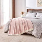 CozeCube Super Soft Fullfy Microfiber Reversible Knitted Blankets, Warm Cozy Fuzzy Plush Throw, Pink and White Melange Throw Blanket for Couch Bed Sofa, 50" x 60"