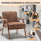KEIKI Mid-Century Modern Accent Chair with Solid Wood Frame, Comfortable Single Sofa Chair for Daily Use in Living Room or Bedroom