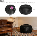 Thgonwid Unstuffed Moroccan Ottoman Pouf Cover, Ottoman Footstool Storage Solution, Bean Bag Chair, Foot Rest, Black