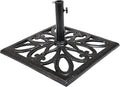 Sunnydaze 52lb Cast Iron Patio Umbrella Base - Heavy-Duty Square Metal Outdoor Market Umbrella Stand for Outside - 22-Inch - Black - Imperial Geometric