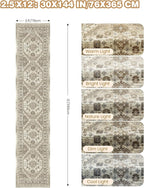 Carpet Runners for Hallway 12ft, Non-Slip Long Bathroom Rugs Runner for Kitchen, Living Room, Bedroom, Soft Vintage Washable Rug for Entryway, Thin Floor Mat for Dining Room(Brown,2.5'x12')