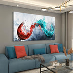 Pogusmavi Dining Room Wall Art - Blue & Red Wine Cups Canvas 30x60IN