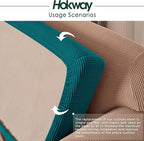 Hokway Stretch Couch Cushion Slipcovers Reversible Cushion Replacement Slipcovers Sofa Cushion Covers(Teal, 3)