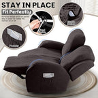 VANSOFY Recliner Loveseat Cover, 6-Pieces Stretch Dual Recliner Sofa Cover Soft Jacquard Reclining Couch Slipcover Furniture Protector with Elastic Bottom for Kid, Pets(2 Seat,Chocolate)