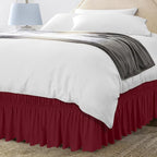 Utopia Bedding King Elastic Bed Ruffle - Easy Wrap Around Ruffle - Microfiber Bed Skirt with Adjustable Elastic Belt 16 Inch Tailored Drop - Hotel Quality Bedskirt, Fade Resistant (King, Burgundy)