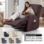 VANSOFY Oversized Recliner Chair Covers, 4-Pieces Stretch Recliner Cover Jacquard Soft Reclining Chair Slipcover Furniture Protector with Elastic Bottom for Lazy Boy Recliner(Dark Coffee)