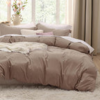 Bedsure Khaki Oversized King Duvet Cover - 3 Pieces Prewashed Cotton-Like Polyester Extra Soft Bedding Set, Includes 1 Duvet Cover 120x98 Inches with Zipper Closure & 2 Pillow Shams, No Comforter