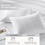 Comfort Spaces White Oversized Queen Quilt Set 102"x118" Bedspread Quilted Summer Lightweight Microfiber Bedding Coverlet with Double Sided Stitching Soft All Season Cozy 3 Piece with Matching Shams