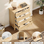 Garvee Fluted Dresser for Bedroom, Chest of Dressers 35.4" Tall Dresser for Closet with 4 Fluted Dressers Chest with Clothes Storage Cabinet, Drawer Organizer for Bedroom, Living Room, Closet, Hallway
