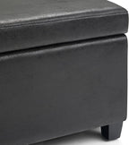 SIMPLIHOME Avalon Storage Ottoman Bench - 48 inch Wide Upholstered Vegan Leather Rectangular Lift-Top Ottoman in Distressed Black, Contemporary Storage Bench for Living Room with High-Density Foam