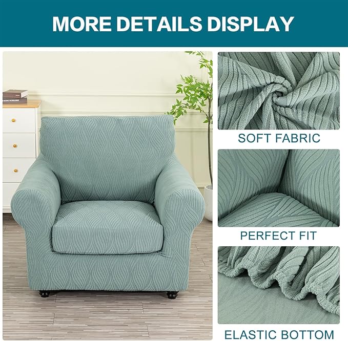 KRFOONN 2 Piece Chair Covers Printed Sofa Covers Couch Covers Washable Armchair Sofa Couch Slipcover Furniture Protector with Elastic Bottom for Living Room (Armchair, 68), Small