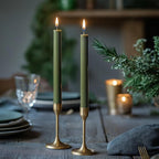 10" Candle Sticks, Ribbed Taper Candles, Moss Green, 4-Pack, Unscented