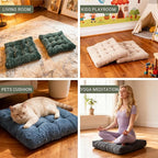 Meditation Floor Pillow Set of 2,Memory Foam Meditation Cushion for Adults Sitting, Large Square Thickened Seat Cushions for Yoga, Tatami Living Room (2, Black)