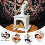 Handmade White Ceramic Fireplace Palo Santo Holder &Sage/Cone Incense Dish for Energy Cleansing Zen Meditation Altar Decor for Yoga Spa | Mindfulness Aromatherapy Gift for Women Anxiety Relief