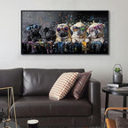 XLSJERST God Picturs Canvas Artwork 40x20 Inches - Cool Dog Graffiti Black and White Wall Art for Living Room Bedroom Bathroom Game Room Home Decor