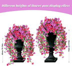 Artificial Hanging Flowers for Outdoors,No Fade 2 Bundles Fake Silk Flowers for Outside, Realistic Faux Plants Decorations for Hanging Baskets, Planters-Porch, Patio, Yard Decor