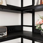 IRONCK Corner Bookshelf 6 Tiers, Industrial Corner Bookcase with Baffles Etagere, L Shaped Bookshelves with Metal Frame, Corner Shelf Storage Rack for Living Room Home Office