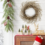 Artificial Twig Fall Front Door Wreath 24 Inch Autumn Cream Berry Wreath with Eucalyptus Leaves and Grapevine for Farmhouse Window Christmas Hanging Home Decor
