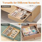 Lifewit Sliding Makeup Drawer Organizer Trays with Inserts, Extendable Hanging Desk Drawer Divider, Fits 13-20" Deep Drawers, 1.8" High Plastic Organizer Tray for Vanity, Office, Kitchen, Translucent