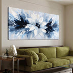 Abstract Canvas Wall Art Decor Large Wall Art For Living Room White Flower Wall Art Prints Modern Blue Wall Art Pictures 24" X 48" Abstract Canvas Art Wall Decor Artwork for Walls Bedroom Office Decor