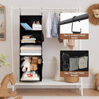 StorageWorks 5-Shelf Hanging Closet Organizers, Foldable Closet Storage Organizer with 2 Side Pockets, Portable Hanging Shelves for Clothes, Sweater, Towels, 13" D x 15" W x 47 ¾" H, Black