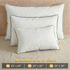 Feather Pillows Standard Size Set of 2 Goose Down Pillows with 100% Breathable Cotton Cover, Hotel Collection Bed Pillows for Sleeping, Soft Support for Back, Stomach and Side Sleepers