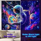 NYZE Astronaut Space Tapestry for Bedroom, Glow in the Dark Room Decor Wall Tapestries, Cool Galaxy Planet Wall Hanging, Wall Hanging for Men Guys Gamer Room Dorm Living Room 90in x 70in