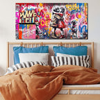 CIRABKY Graffiti Canvas Wall-Art for Dorm Room Girl - Colorful Wall Decor for Living Room - Boy Hugs Girl Print Large Painting Size 24" x 48"