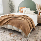 Ultra Soft Cozy Sherpa Throw Blanket, Brown Pattern Reversible, Light Weight Warm Decorative Boho Style Throw Blanket Cover for Sofa, Couch, Bedroom,Travel, 50”x60”